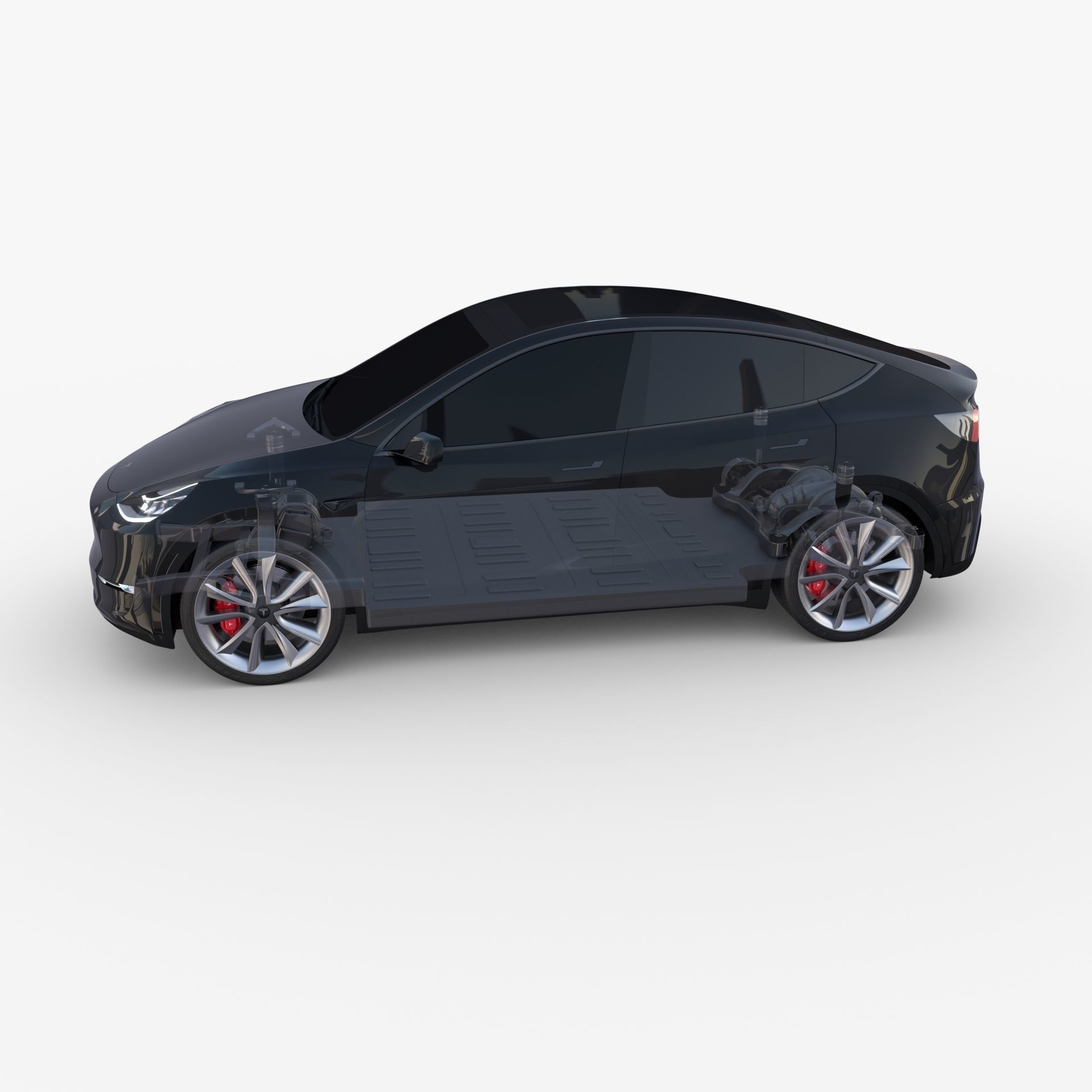 Tesla Model Y AWD Black with chassis 3D model_25