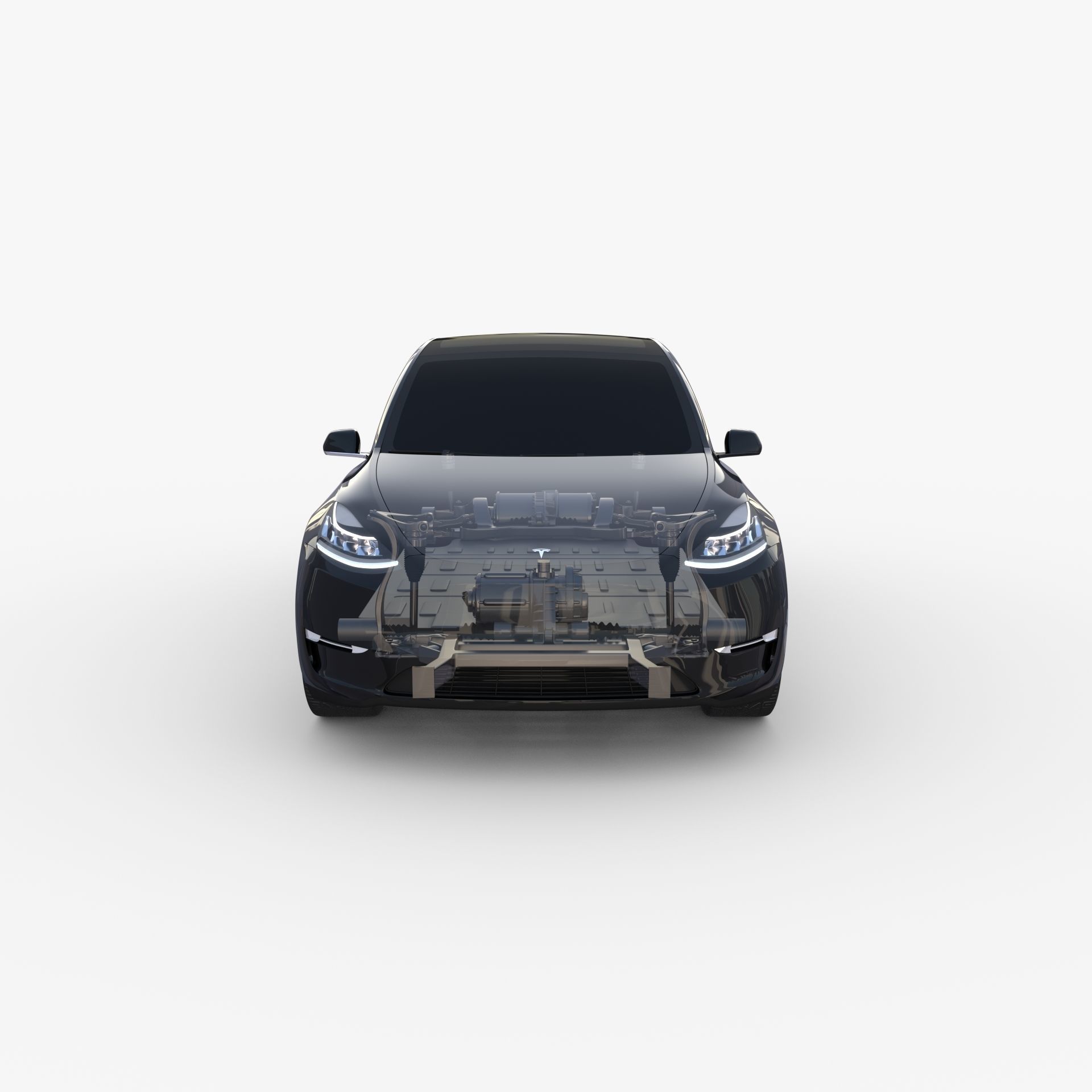 Tesla Model Y AWD Black with chassis 3D model_19