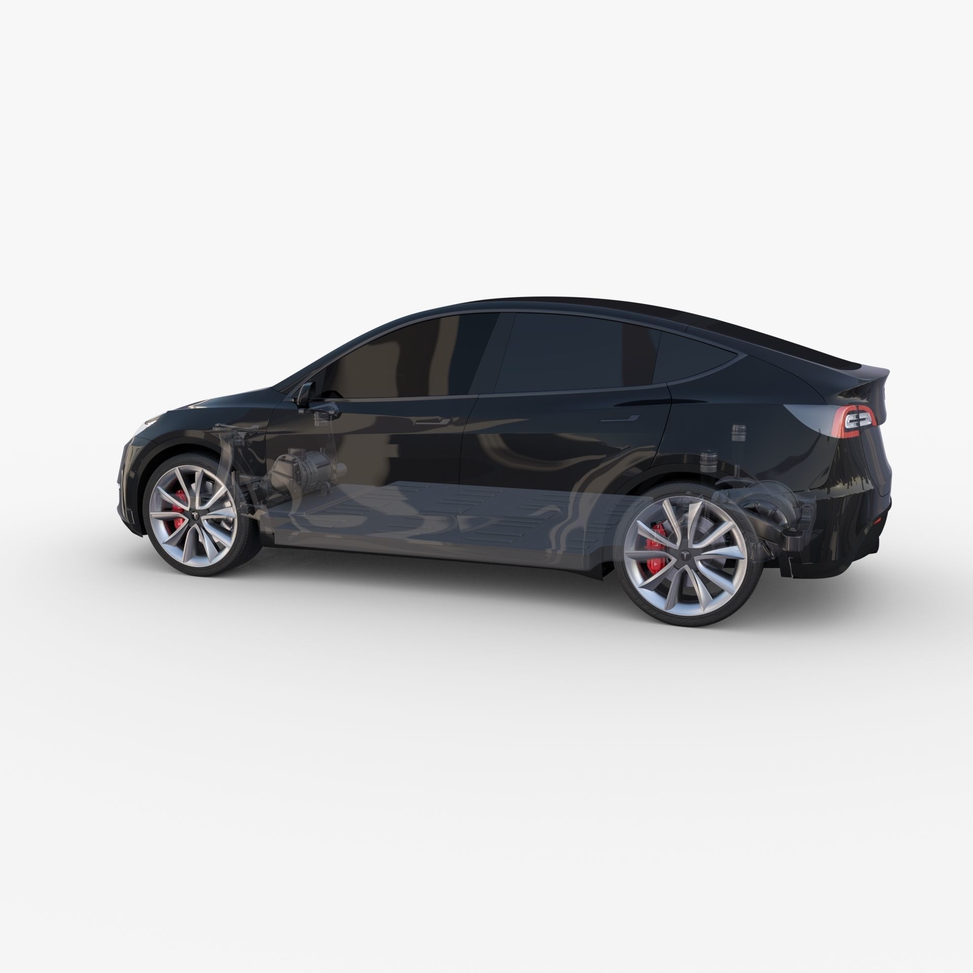 Tesla Model Y AWD Black with chassis 3D model_21