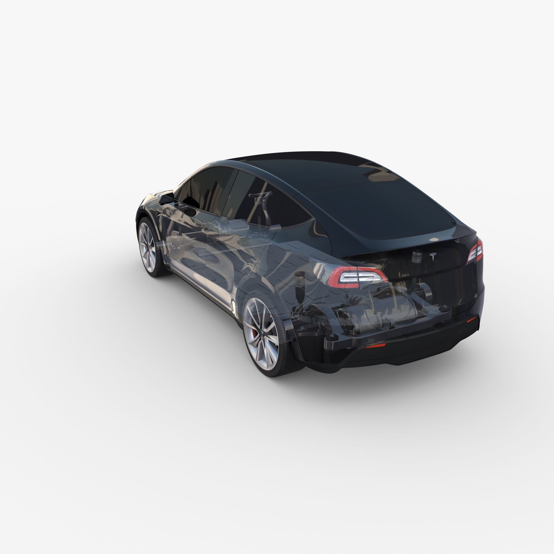 Tesla Model Y AWD Black with chassis 3D model_26