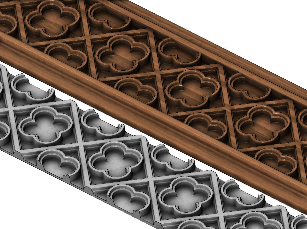 Clover molding and panel  3D print model_1
