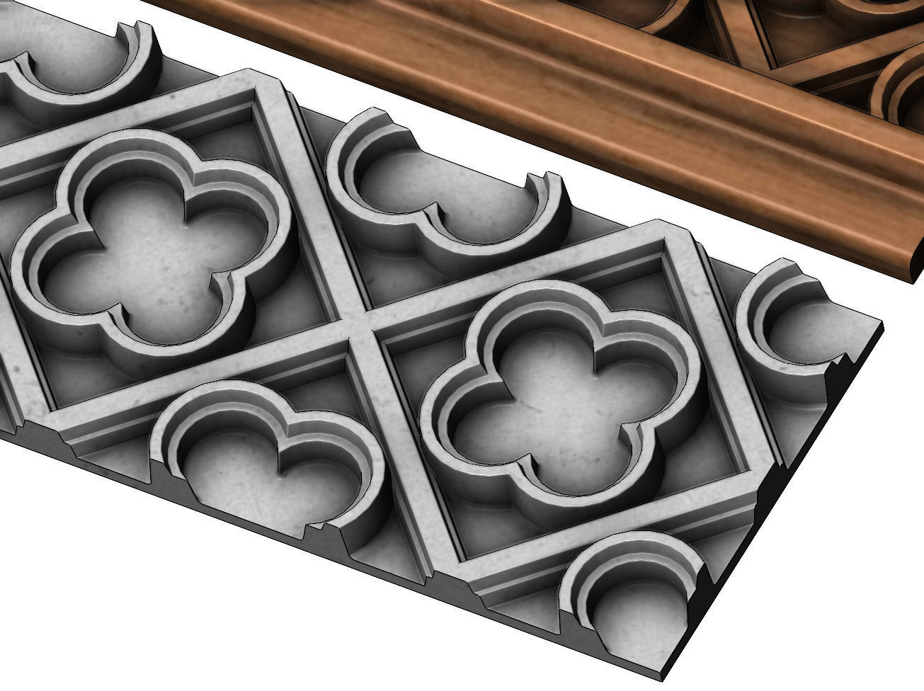 Clover molding and panel  3D print model_6