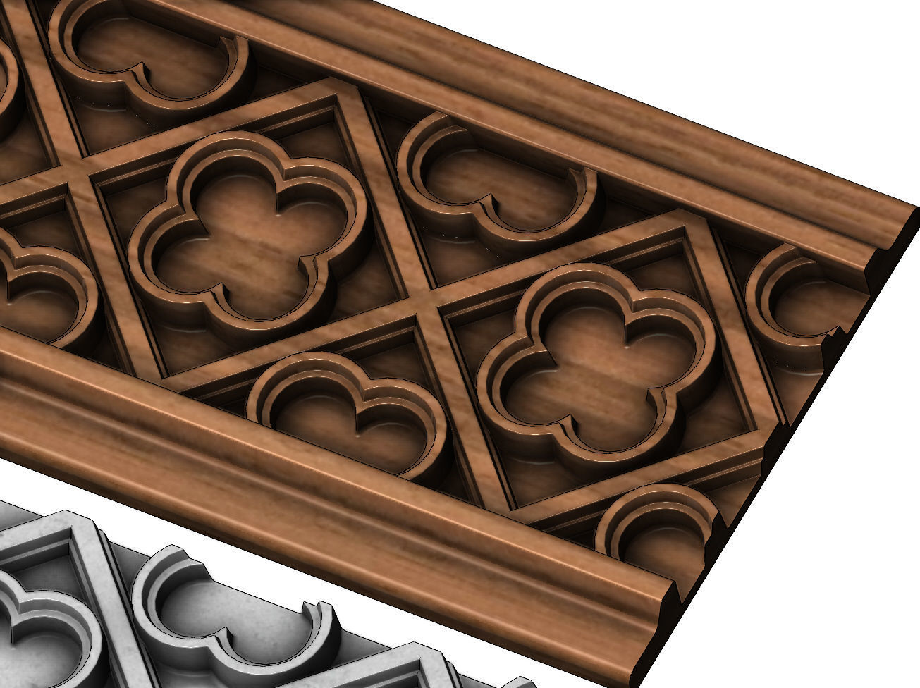 Clover molding and panel  3D print model_7