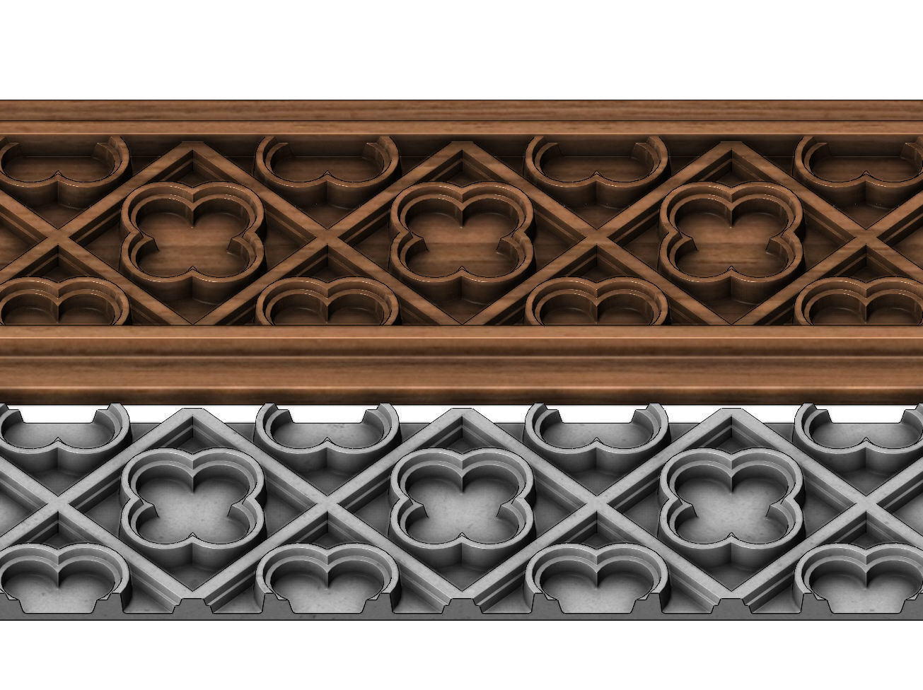 Clover molding and panel  3D print model_3