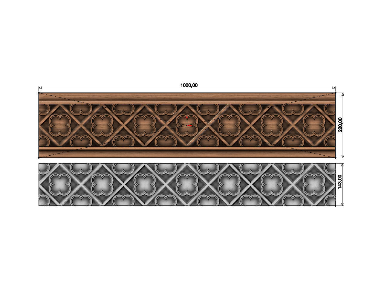 Clover molding and panel  3D print model_8