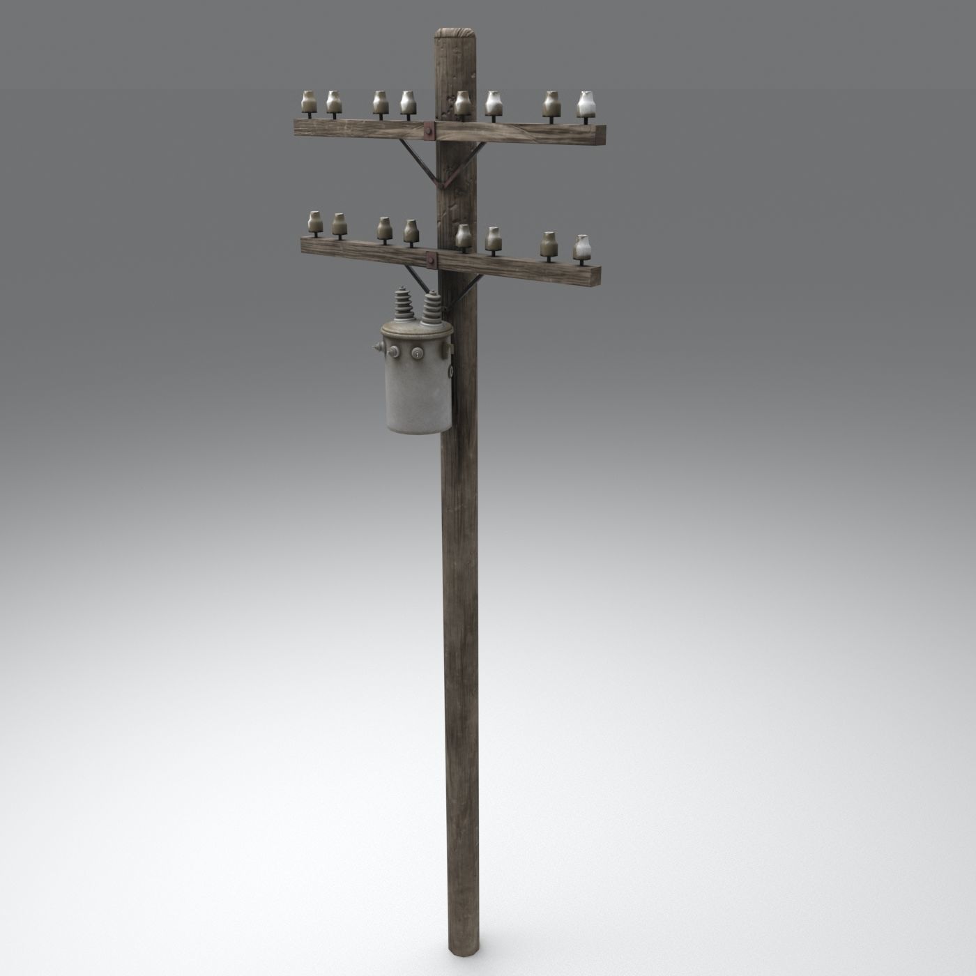 Set electric poles whole and broken Low-poly 3D model_15