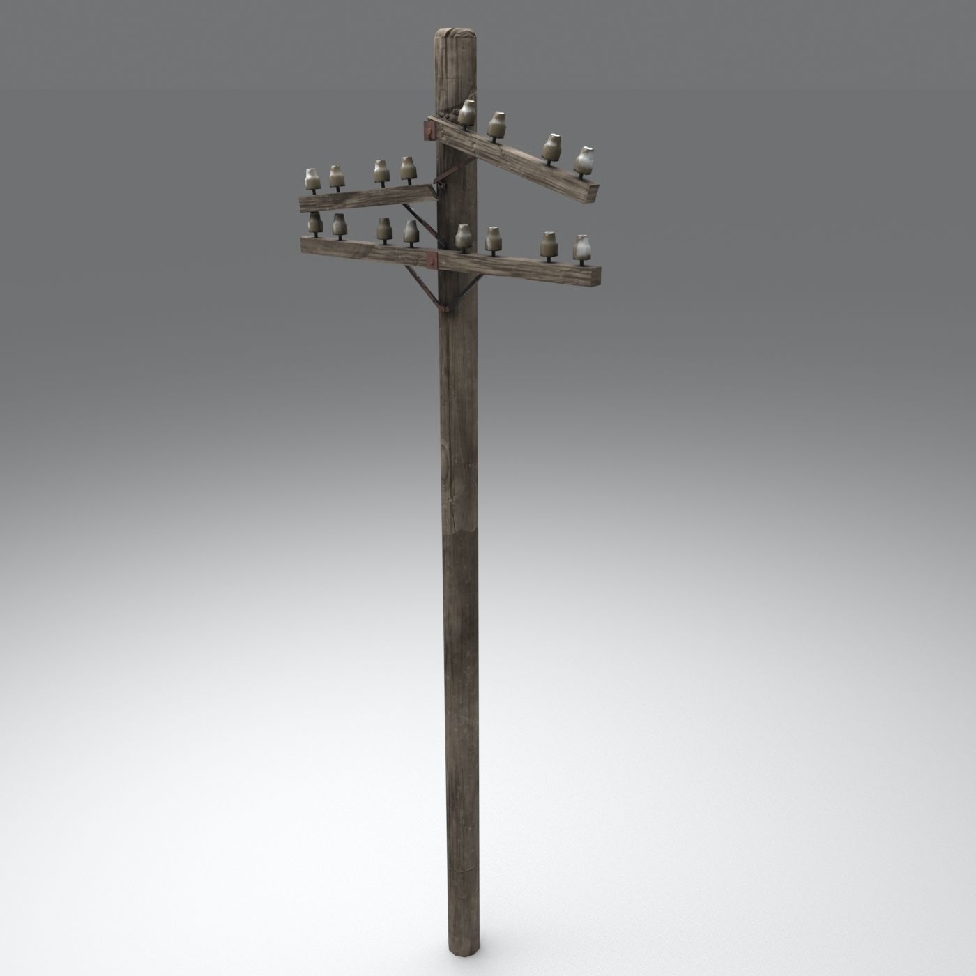 Set electric poles whole and broken Low-poly 3D model_33