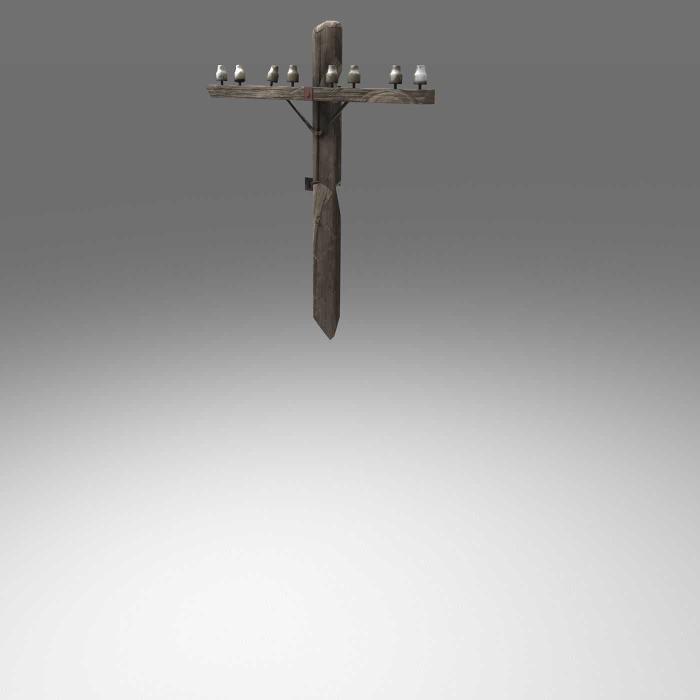 Set electric poles whole and broken Low-poly 3D model_35