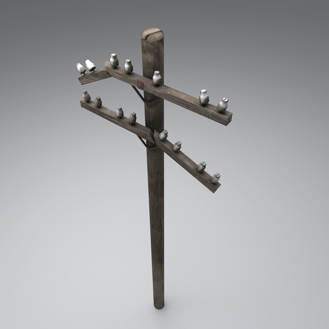 Set electric poles whole and broken Low-poly 3D model_43