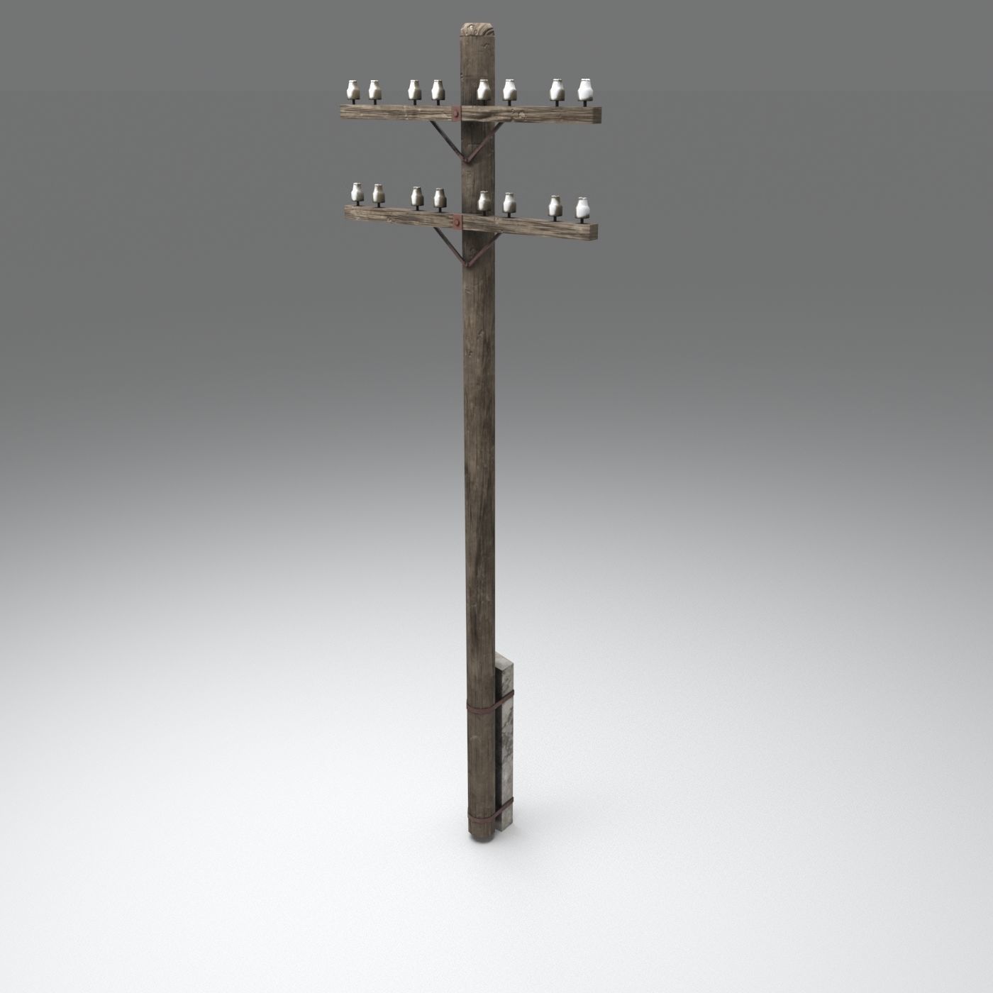 Set electric poles whole and broken Low-poly 3D model_20