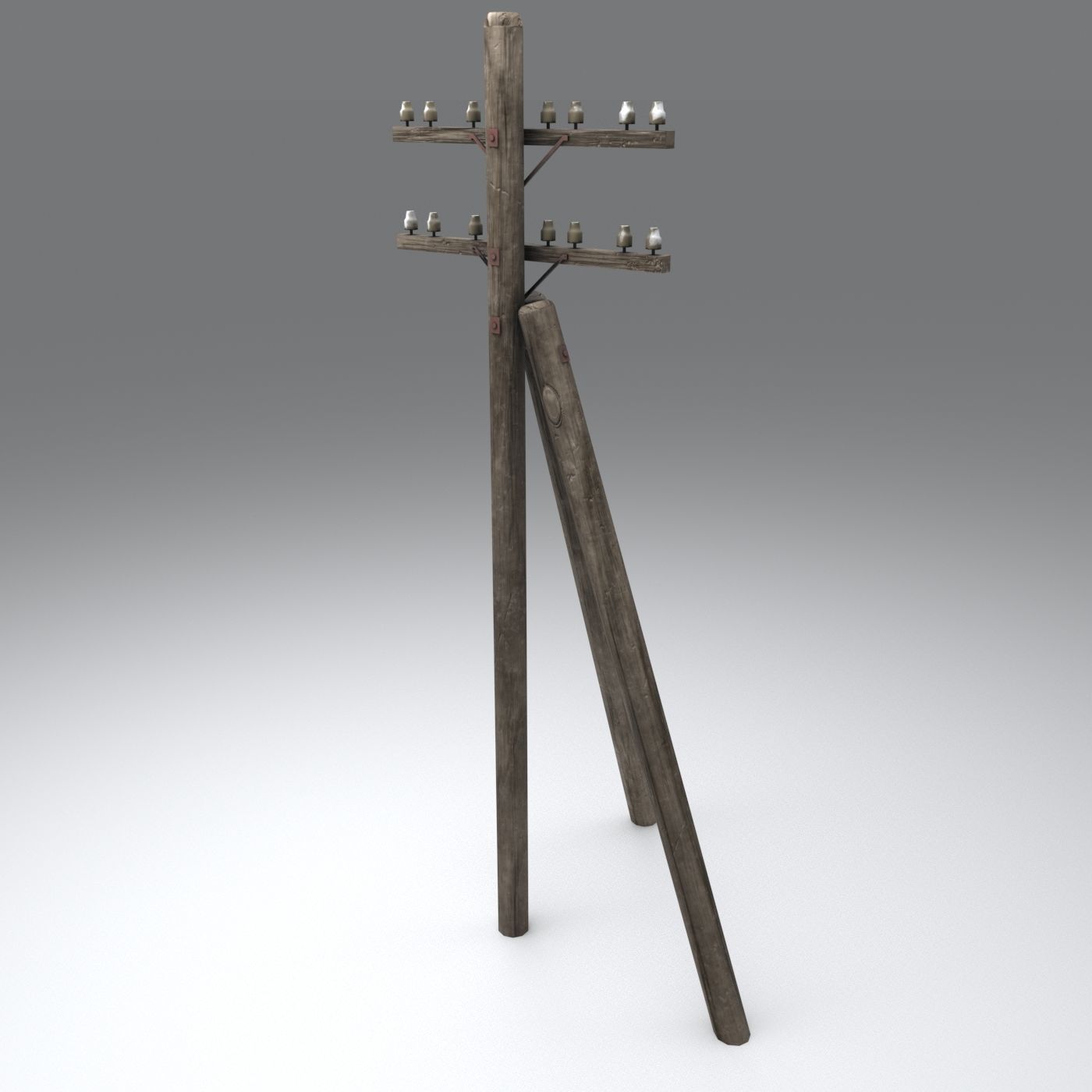 Set electric poles whole and broken Low-poly 3D model_16