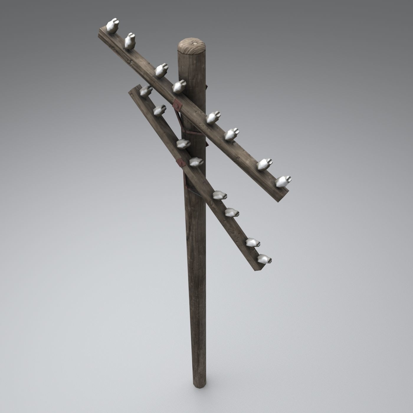 Set electric poles whole and broken Low-poly 3D model_38