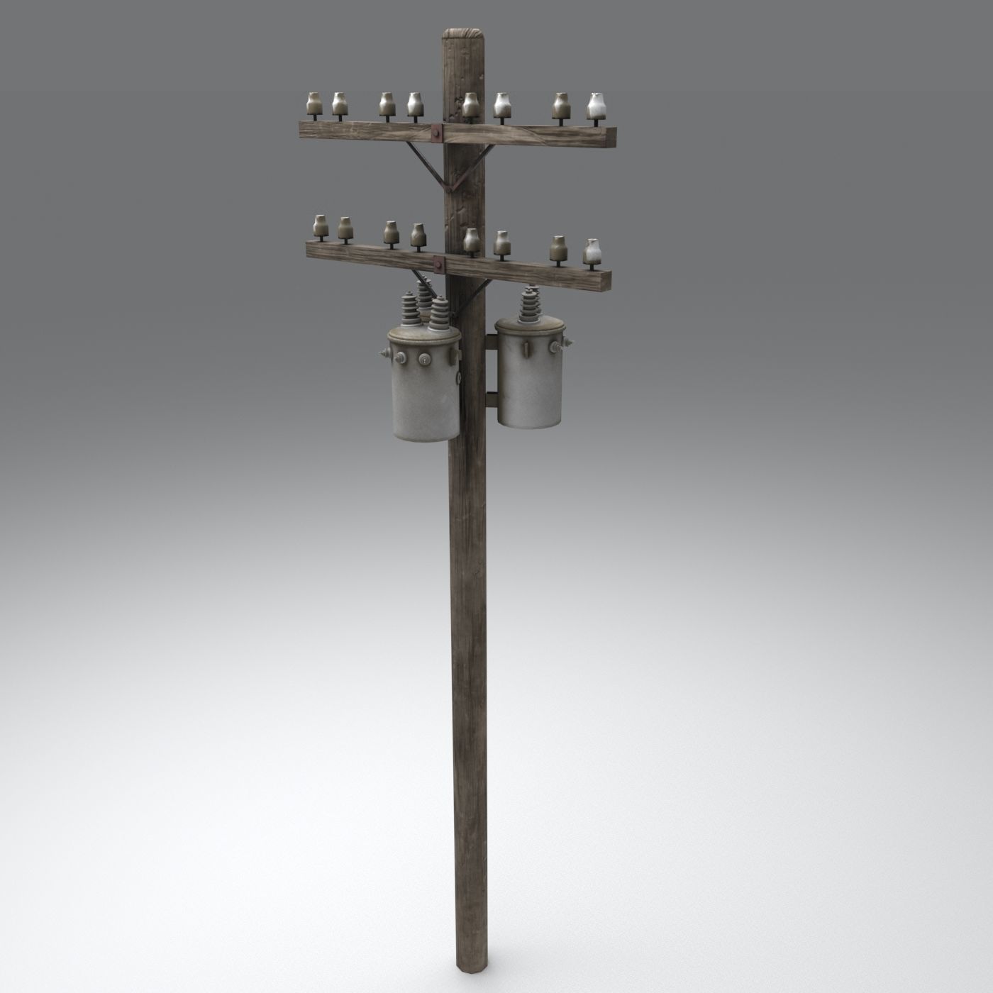 Set electric poles whole and broken Low-poly 3D model_13