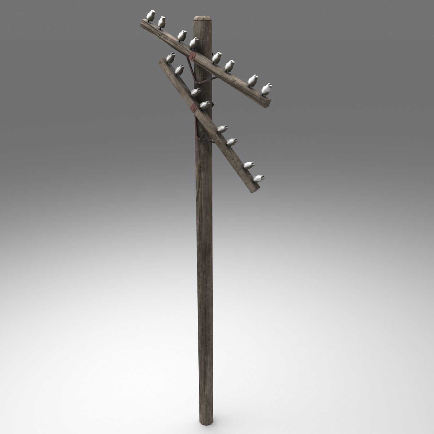 Set electric poles whole and broken Low-poly 3D model_51