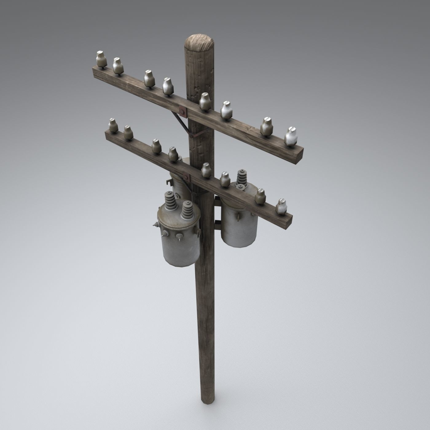 Set electric poles whole and broken Low-poly 3D model_44