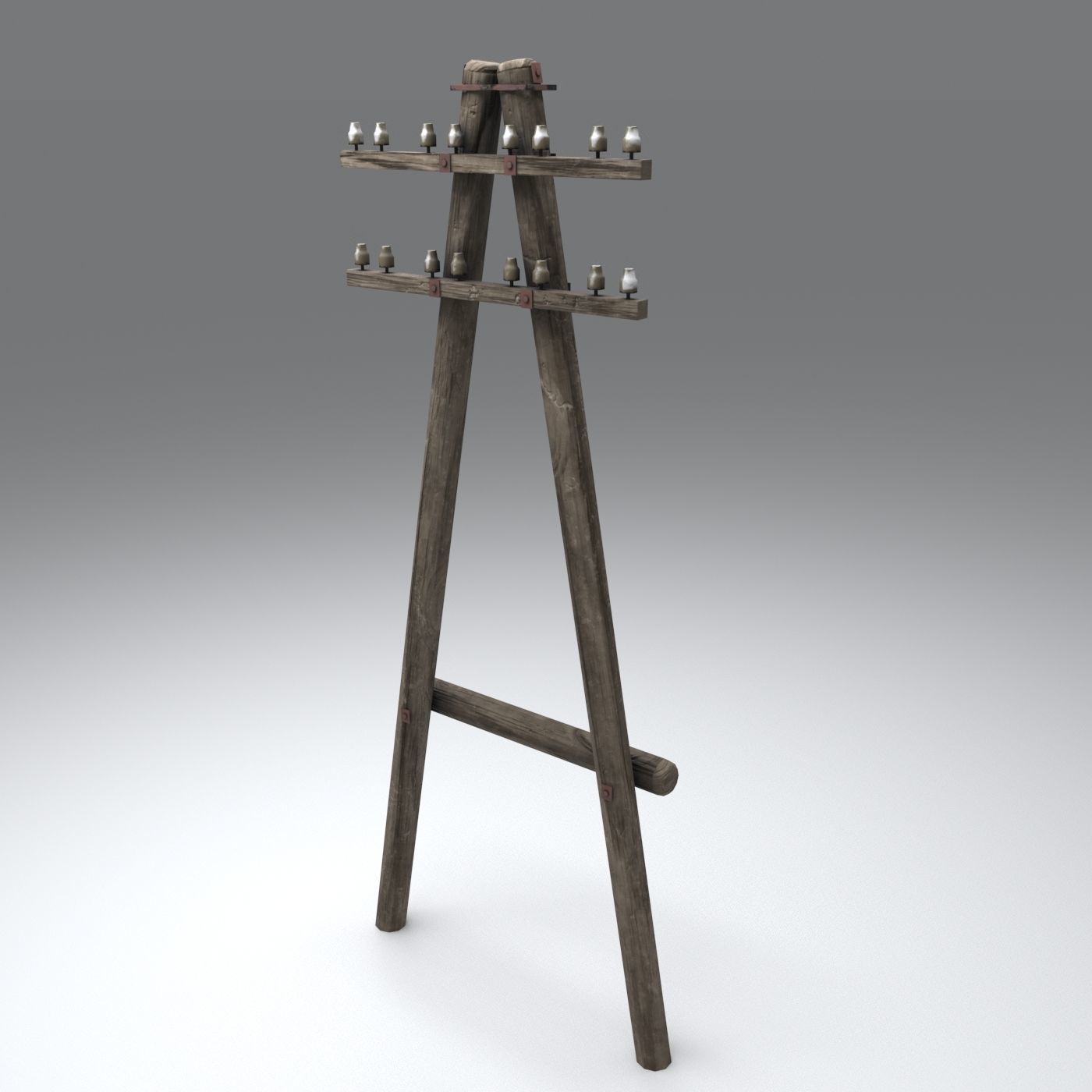 Set electric poles whole and broken Low-poly 3D model_19