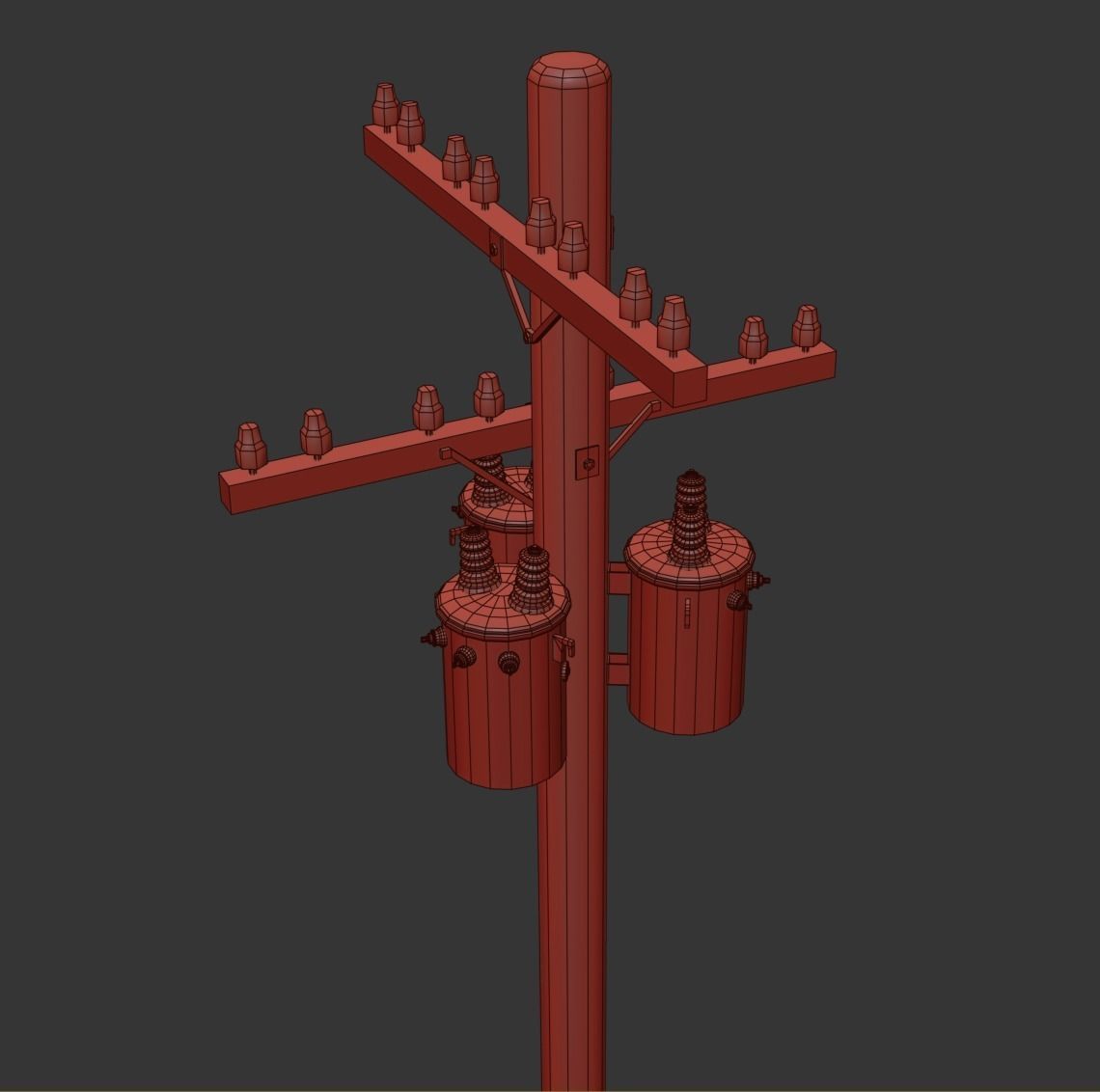 Set electric poles whole and broken Low-poly 3D model_53