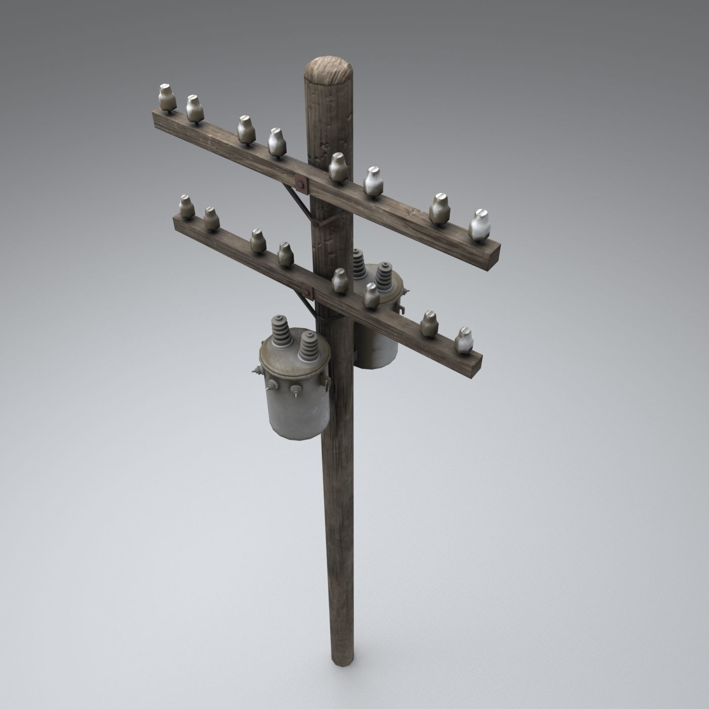 Set electric poles whole and broken Low-poly 3D model_45