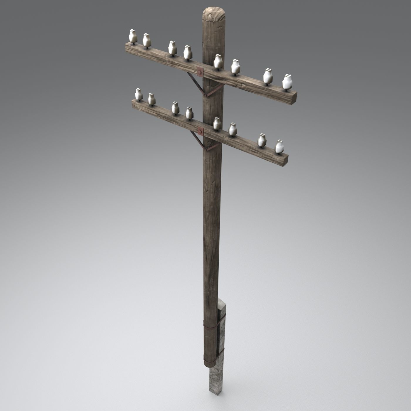 Set electric poles whole and broken Low-poly 3D model_9