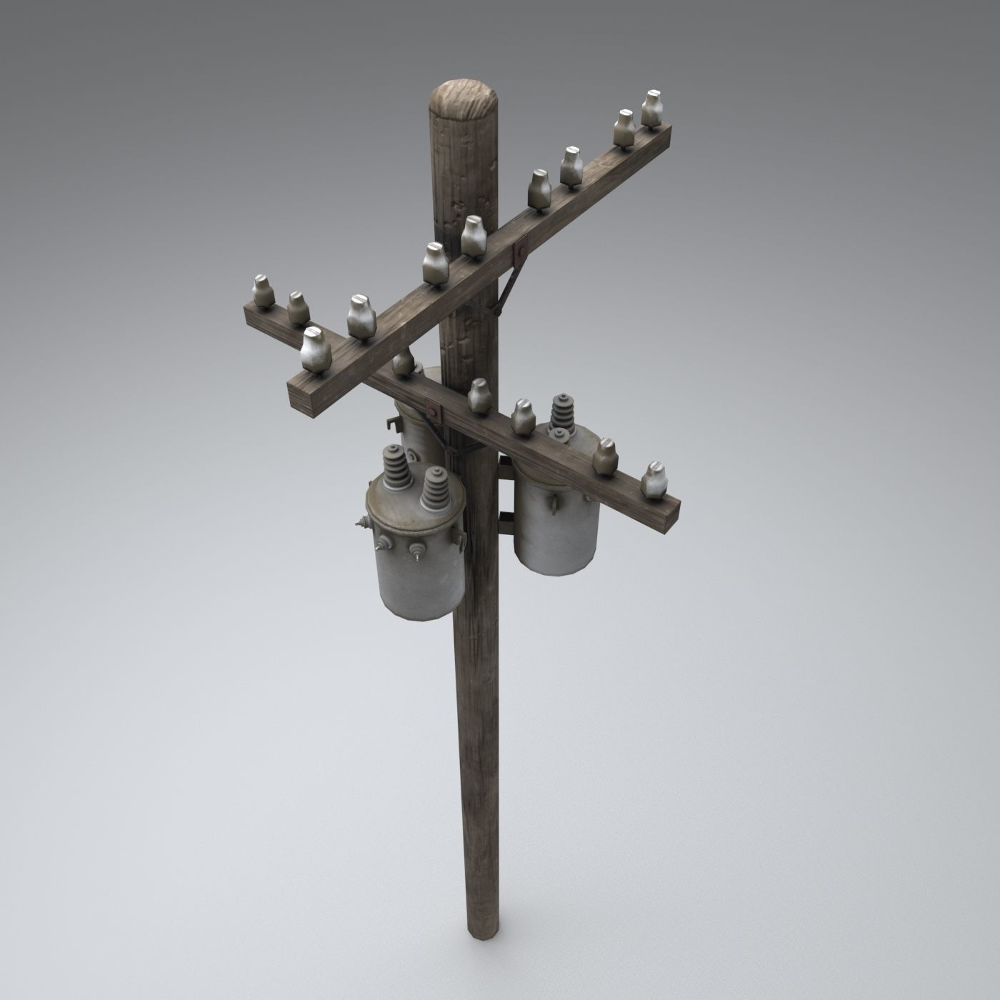 Set electric poles whole and broken Low-poly 3D model_39