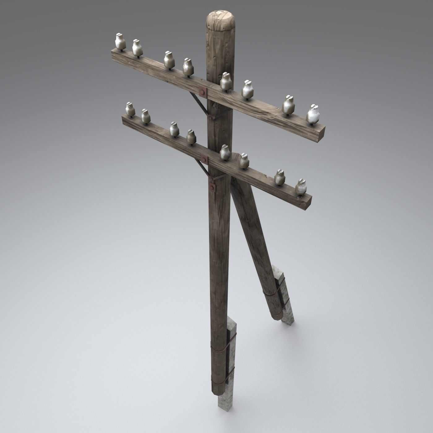 Set electric poles whole and broken Low-poly 3D model_18