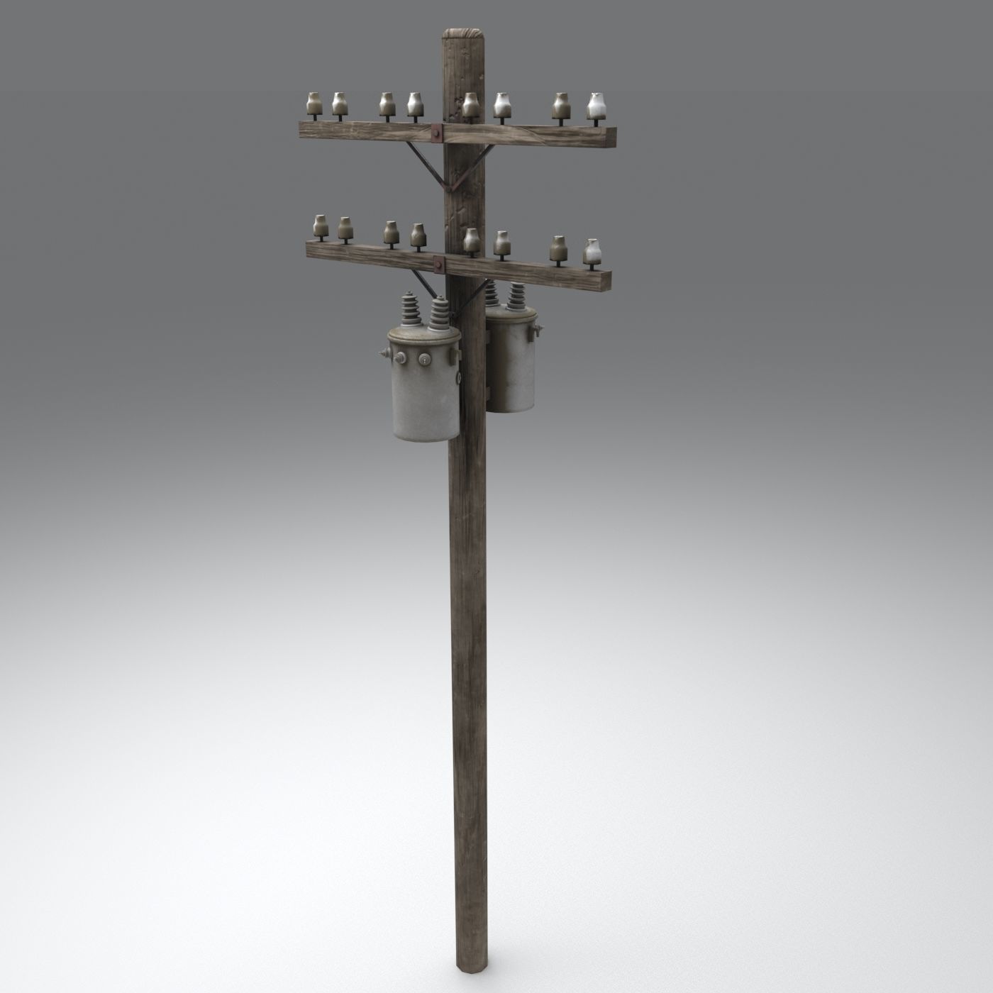 Set electric poles whole and broken Low-poly 3D model_14