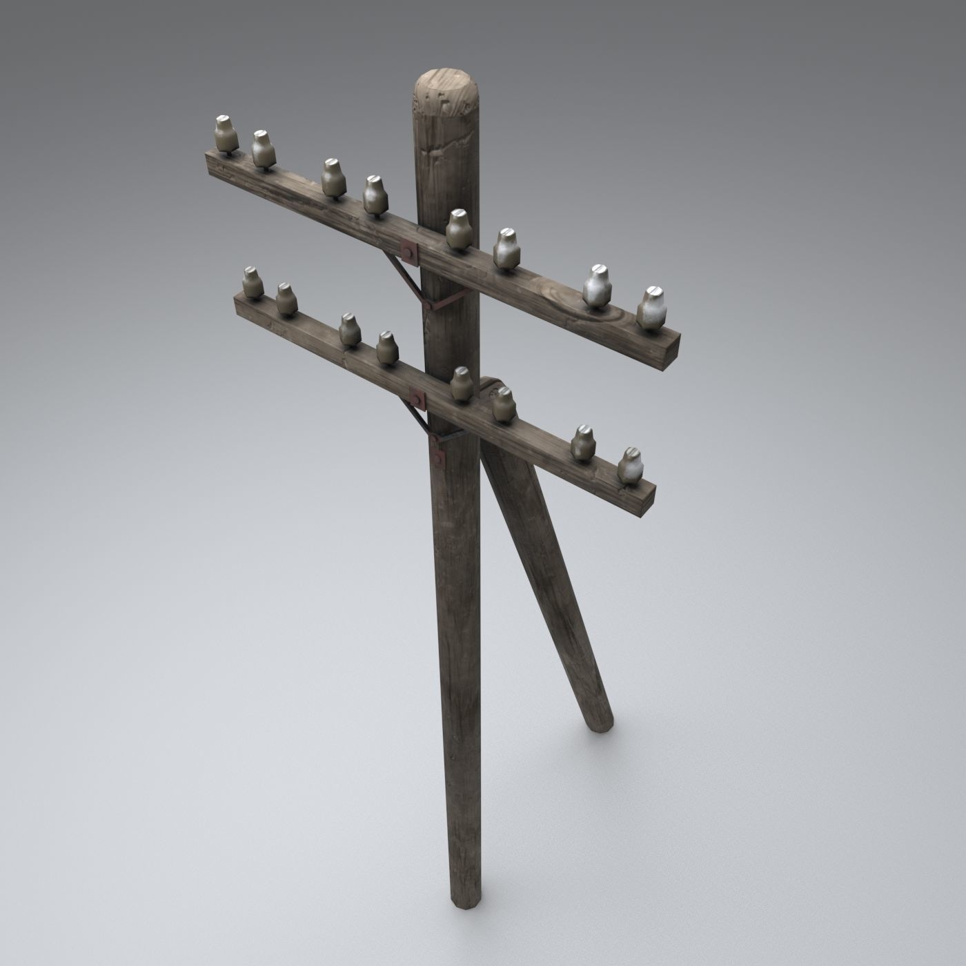 Set electric poles whole and broken Low-poly 3D model_47