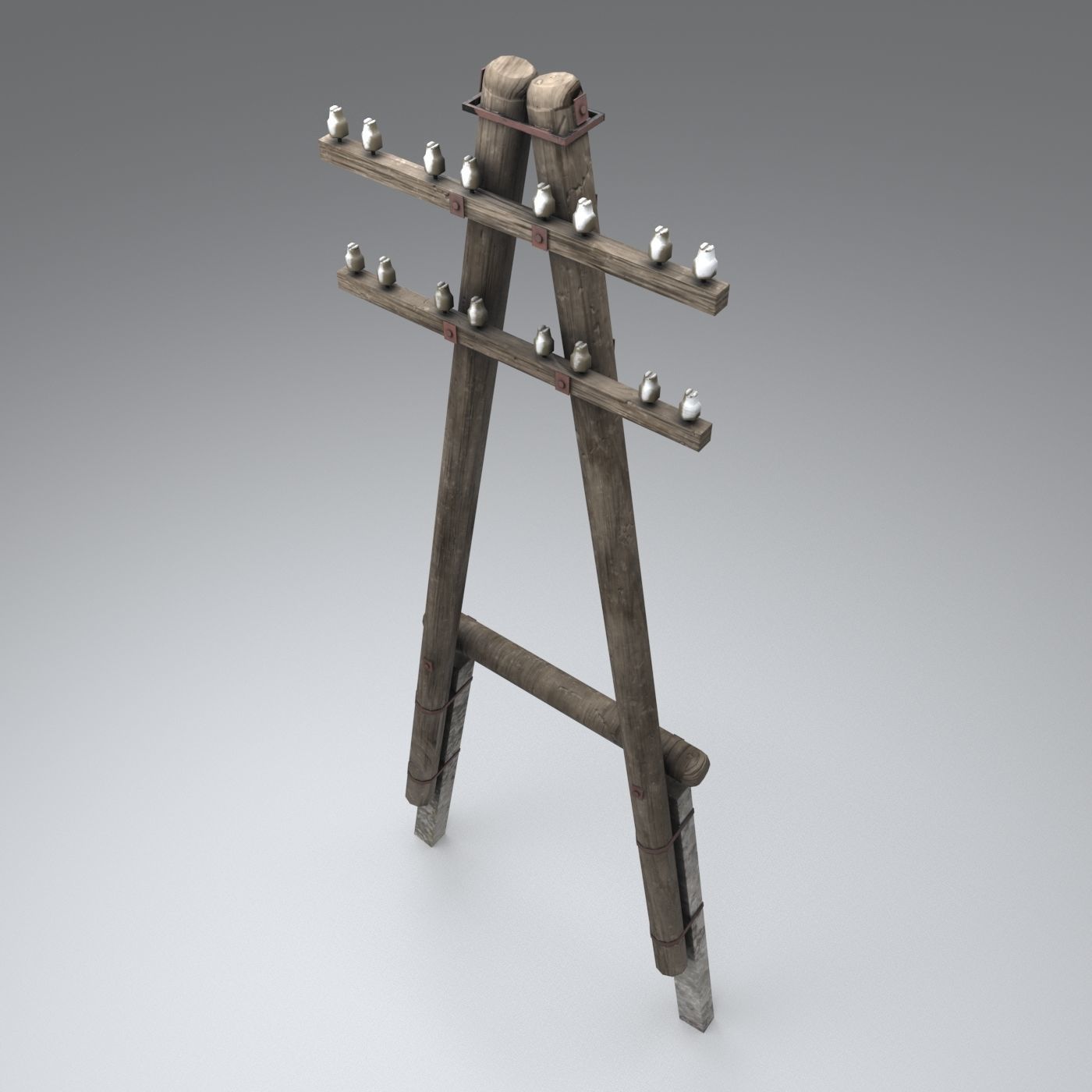 Set electric poles whole and broken Low-poly 3D model_10