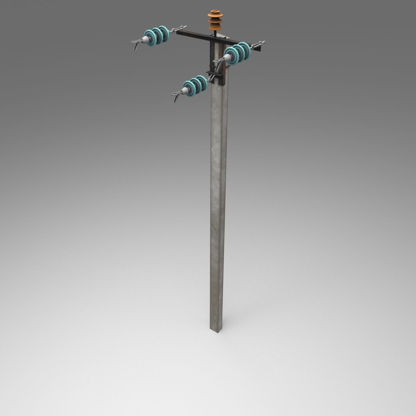 Set electric poles whole and broken Low-poly 3D model_26