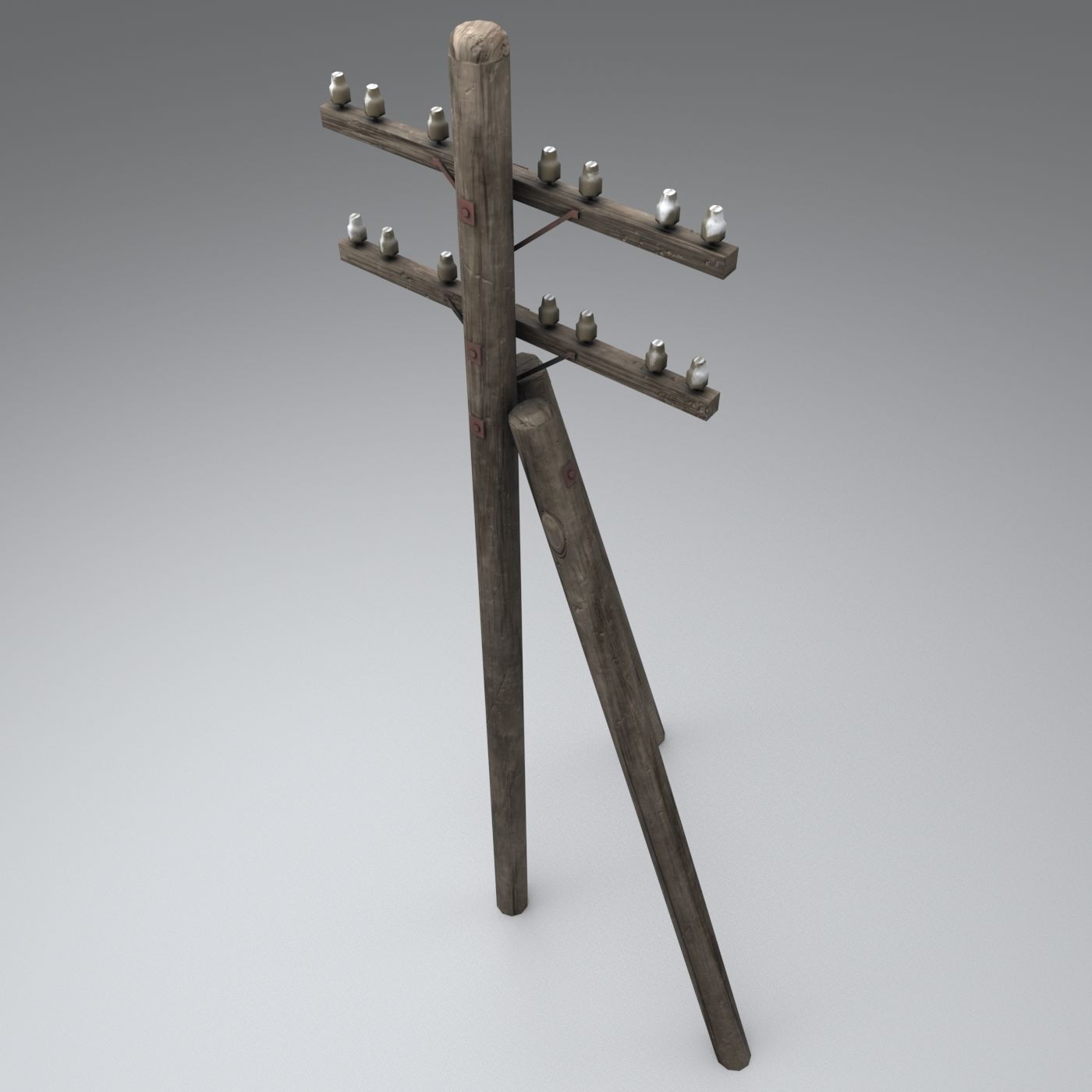 Set electric poles whole and broken Low-poly 3D model_11