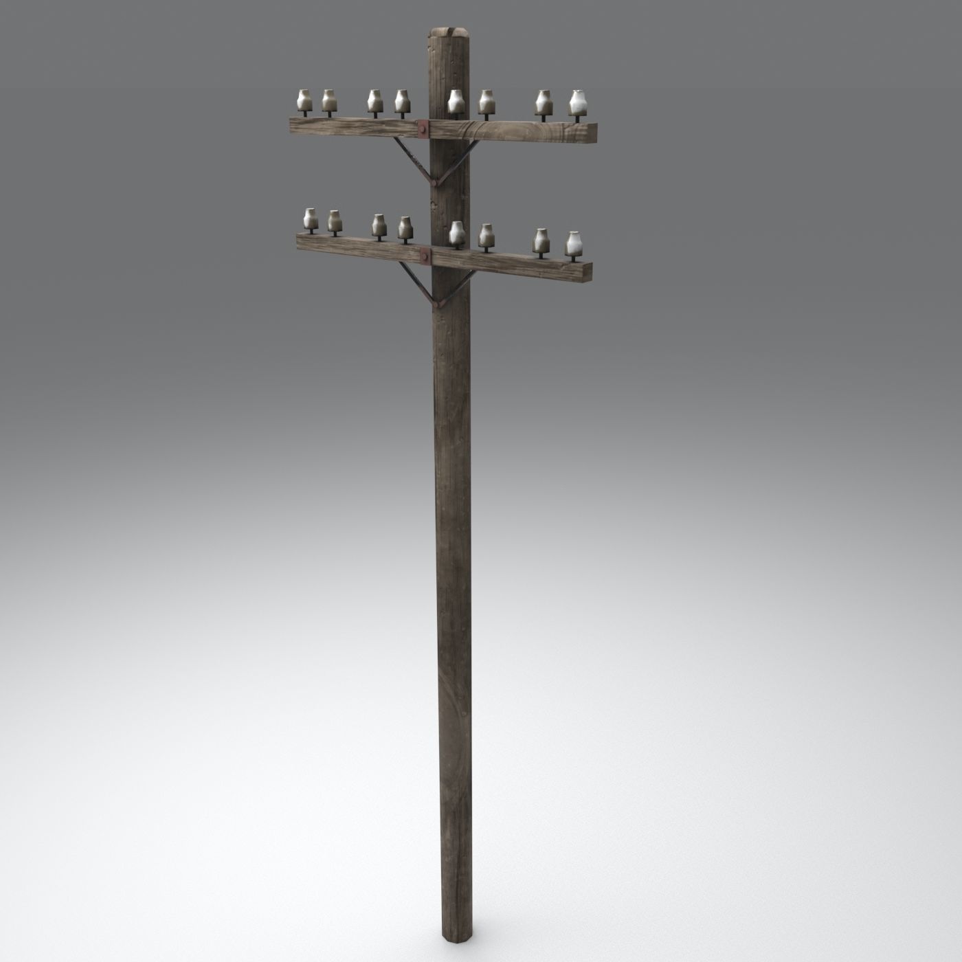 Set electric poles whole and broken Low-poly 3D model_31