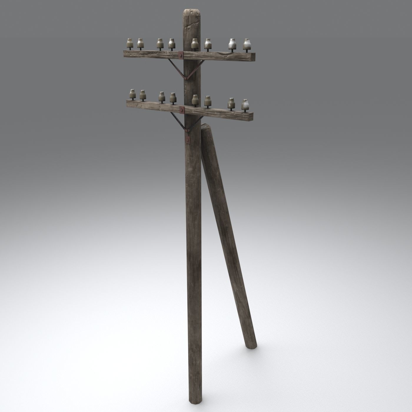 Set electric poles whole and broken Low-poly 3D model_17