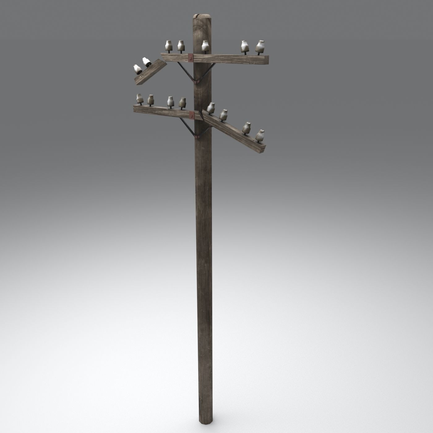 Set electric poles whole and broken Low-poly 3D model_37