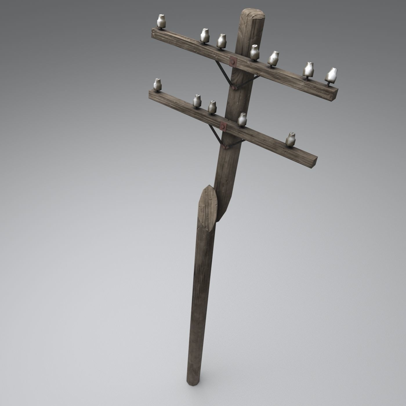 Set electric poles whole and broken Low-poly 3D model_40