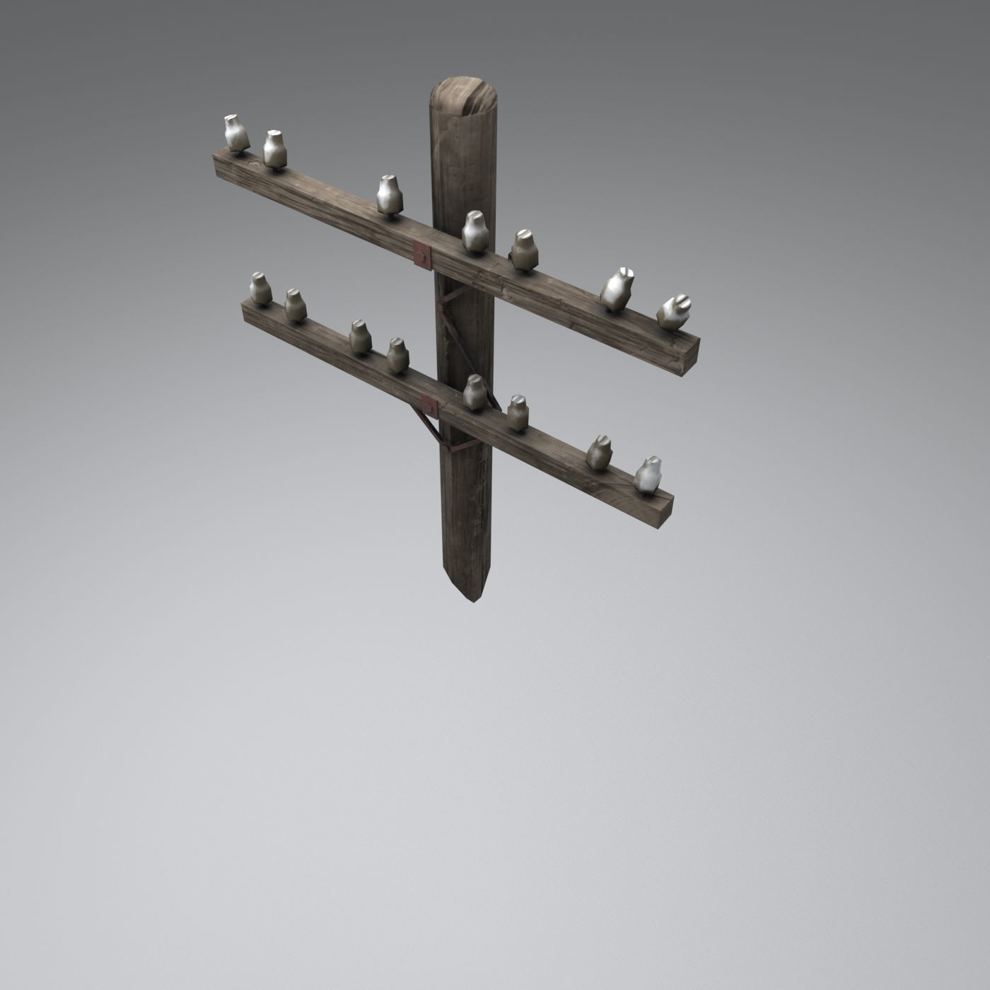 Set electric poles whole and broken Low-poly 3D model_42