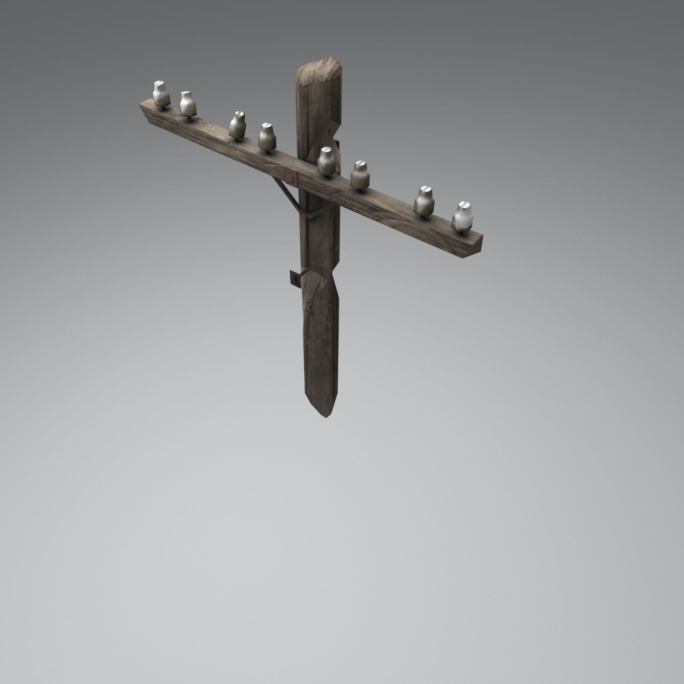 Set electric poles whole and broken Low-poly 3D model_41