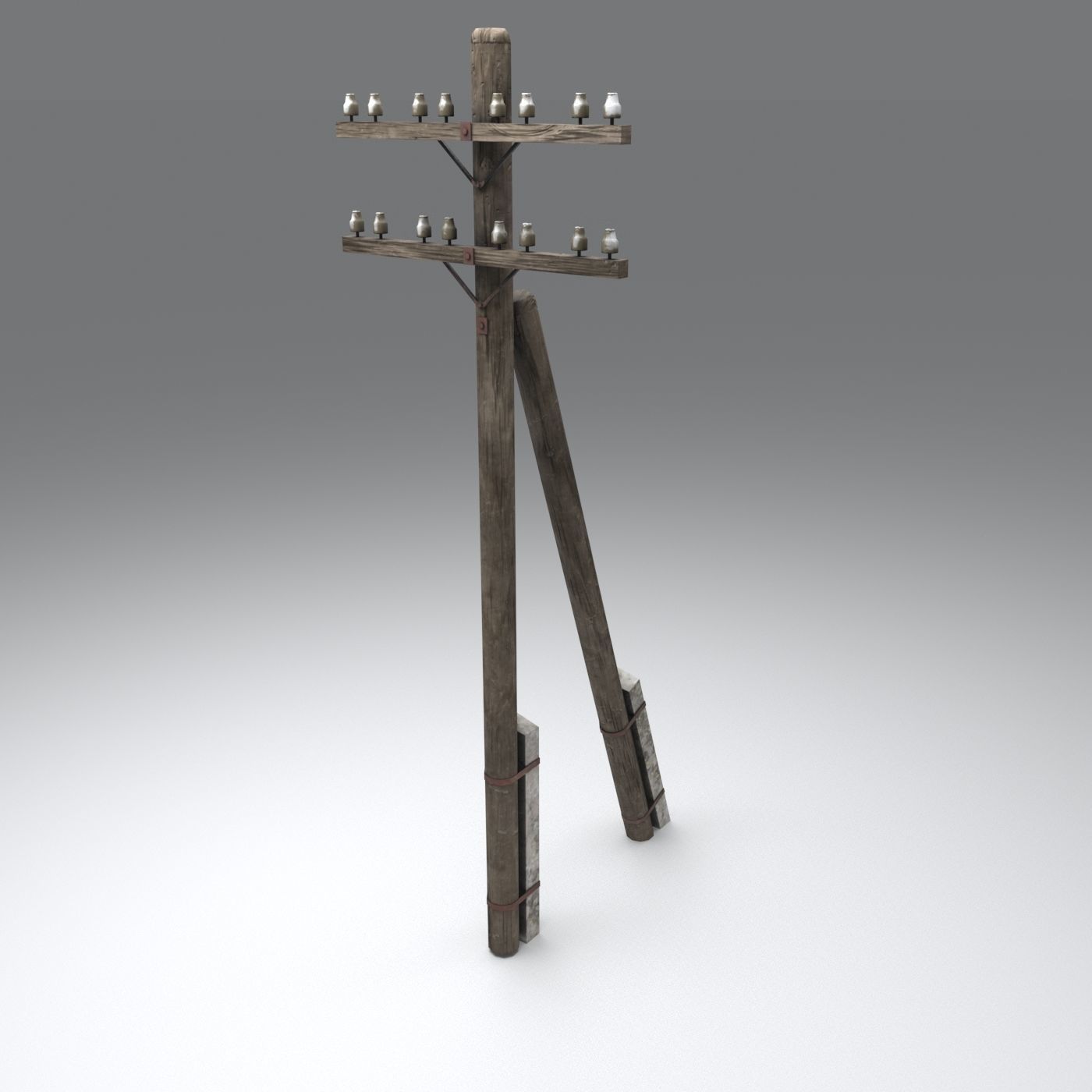 Set electric poles whole and broken Low-poly 3D model_22