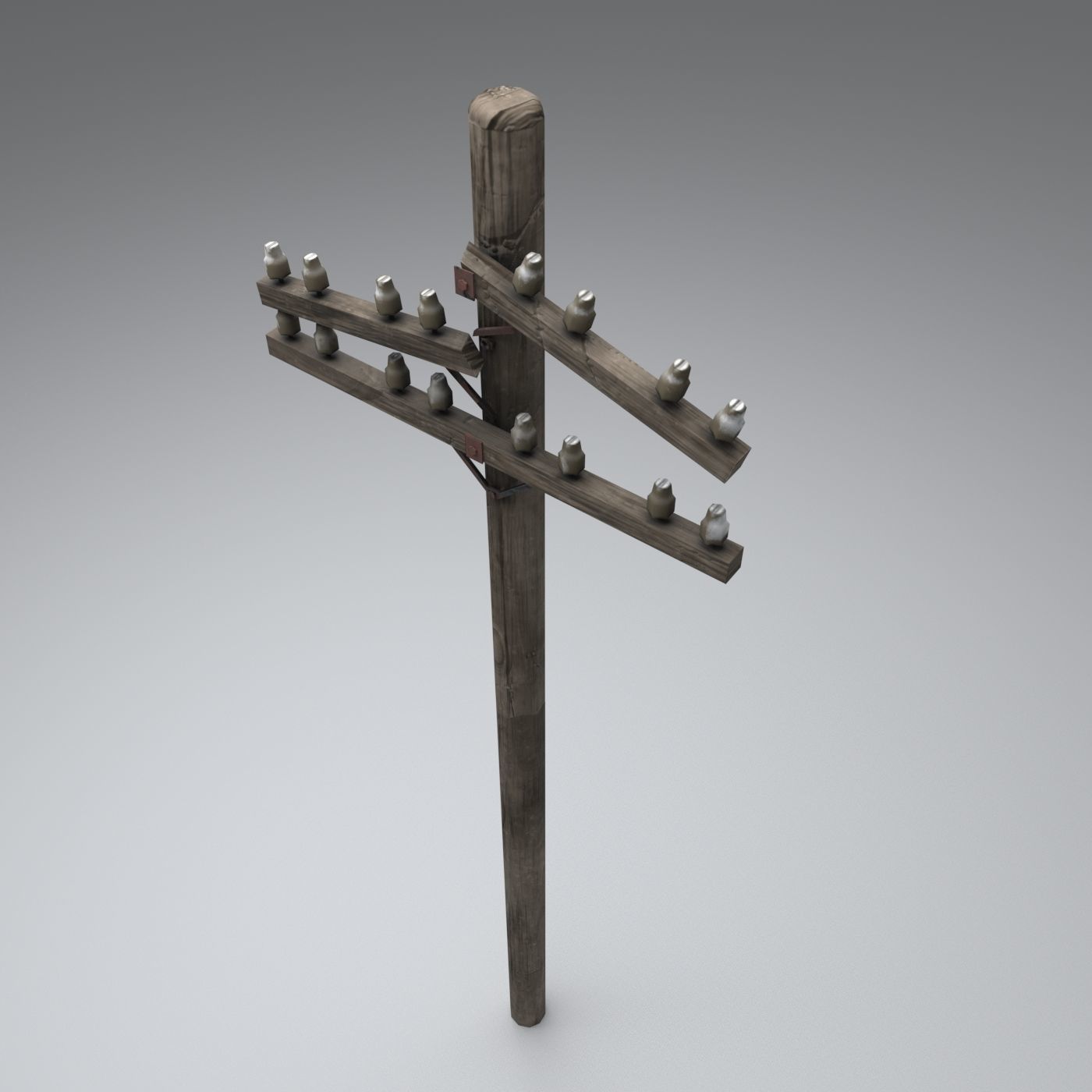 Set electric poles whole and broken Low-poly 3D model_50