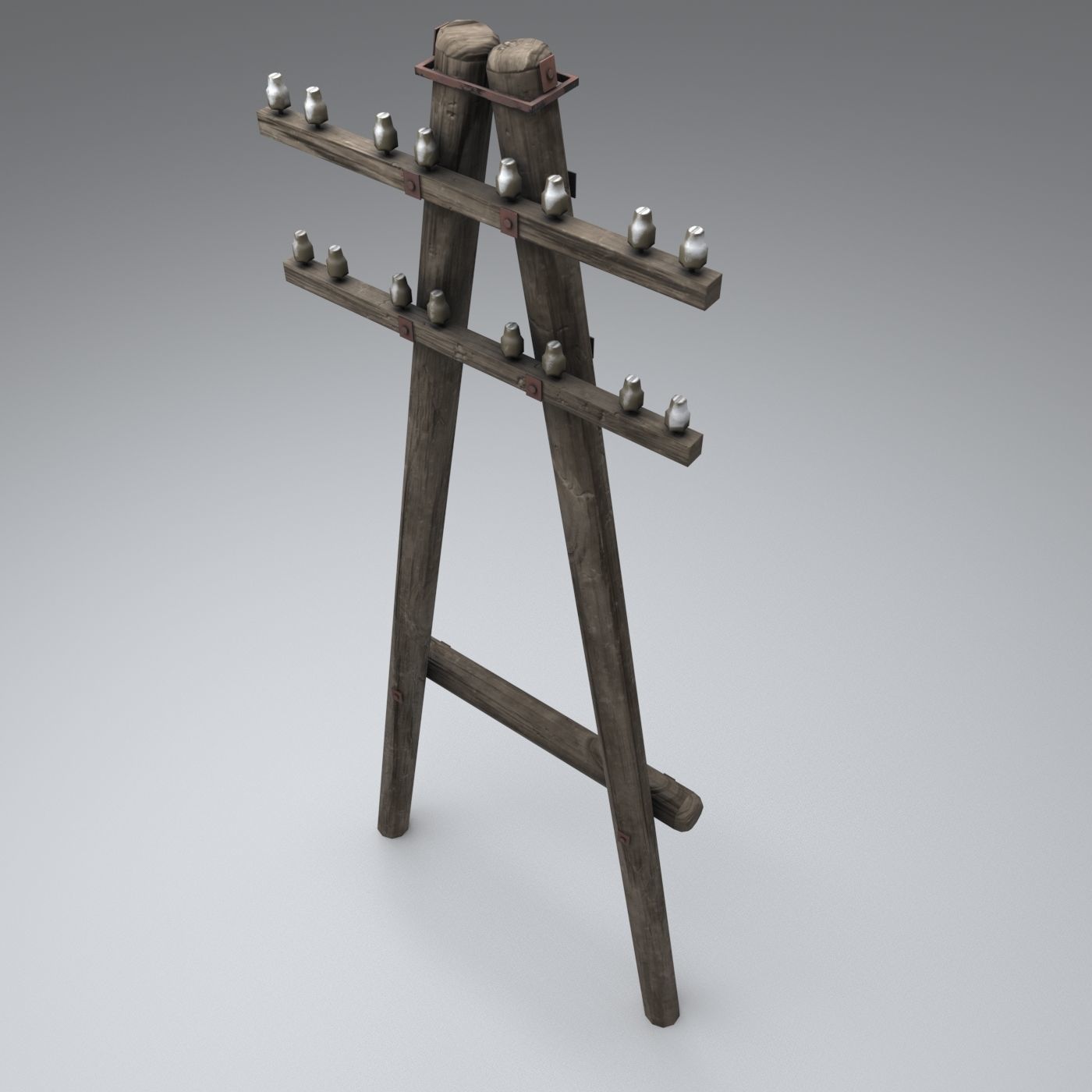 Set electric poles whole and broken Low-poly 3D model_48