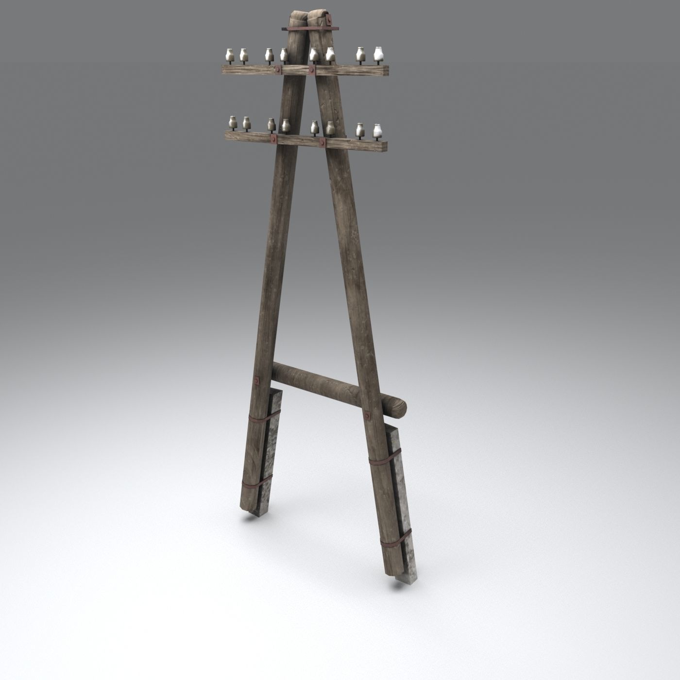 Set electric poles whole and broken Low-poly 3D model_21