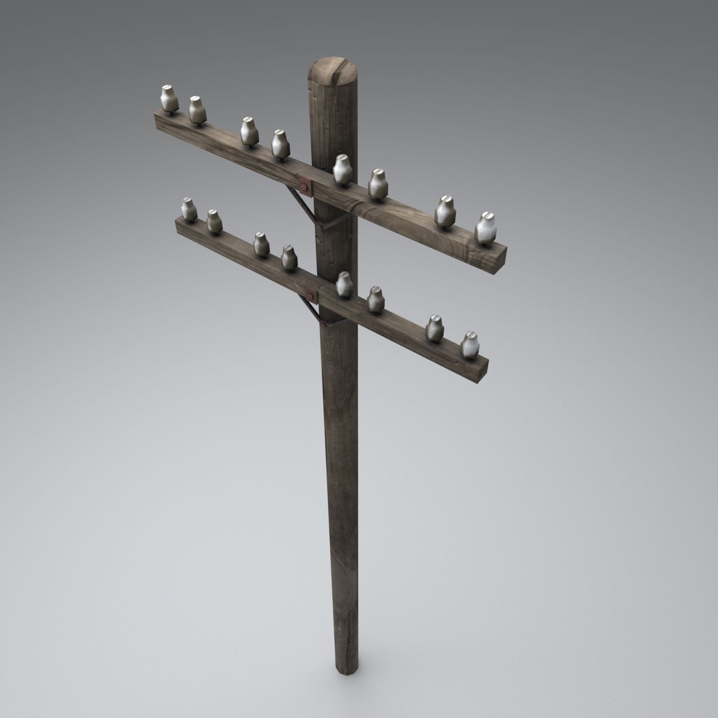 Set electric poles whole and broken Low-poly 3D model_49