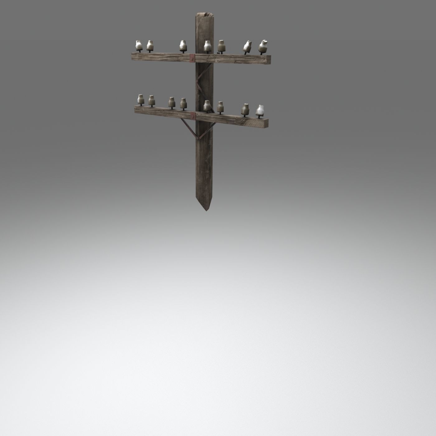 Set electric poles whole and broken Low-poly 3D model_36