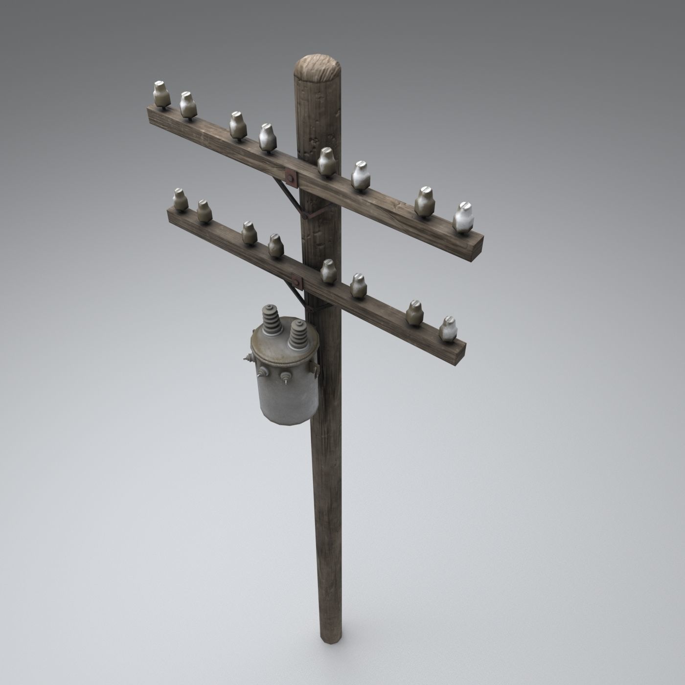 Set electric poles whole and broken Low-poly 3D model_46