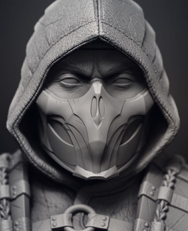 Stl Scorpion Bust Mortal Kombat 11 3D print model_5