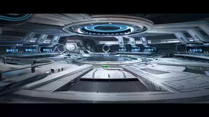 3D Sci Fi Hangar Interior  game ready  optimized for  camera Low-poly 3D model