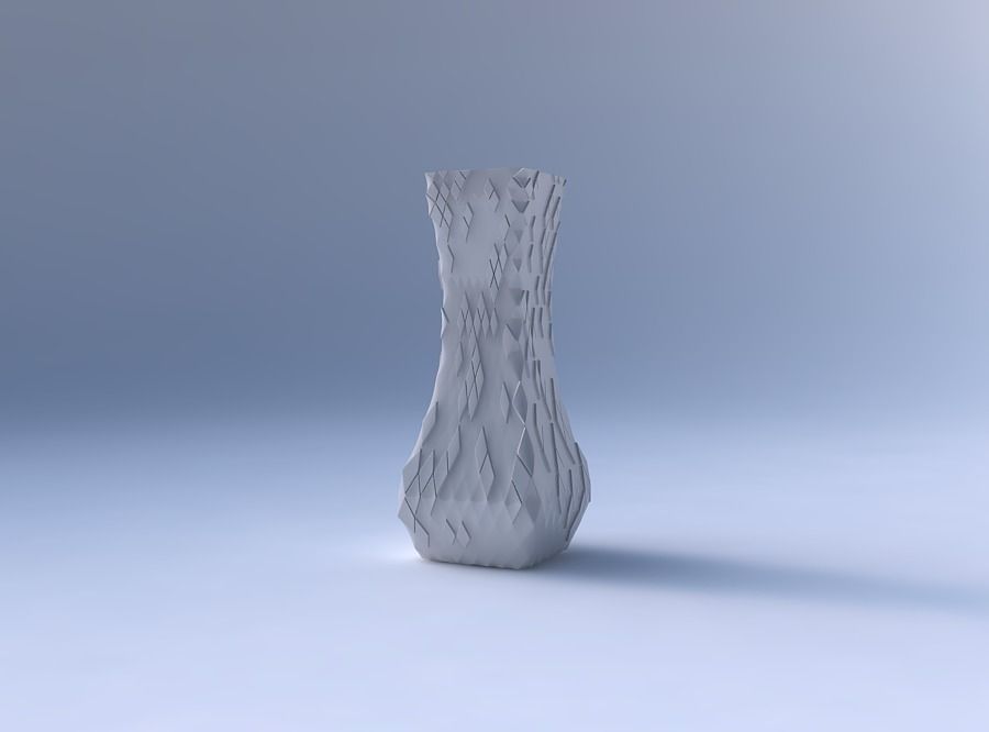 Vase larger opening rectangle with scattered diagonal grid pl... 3D print model_4