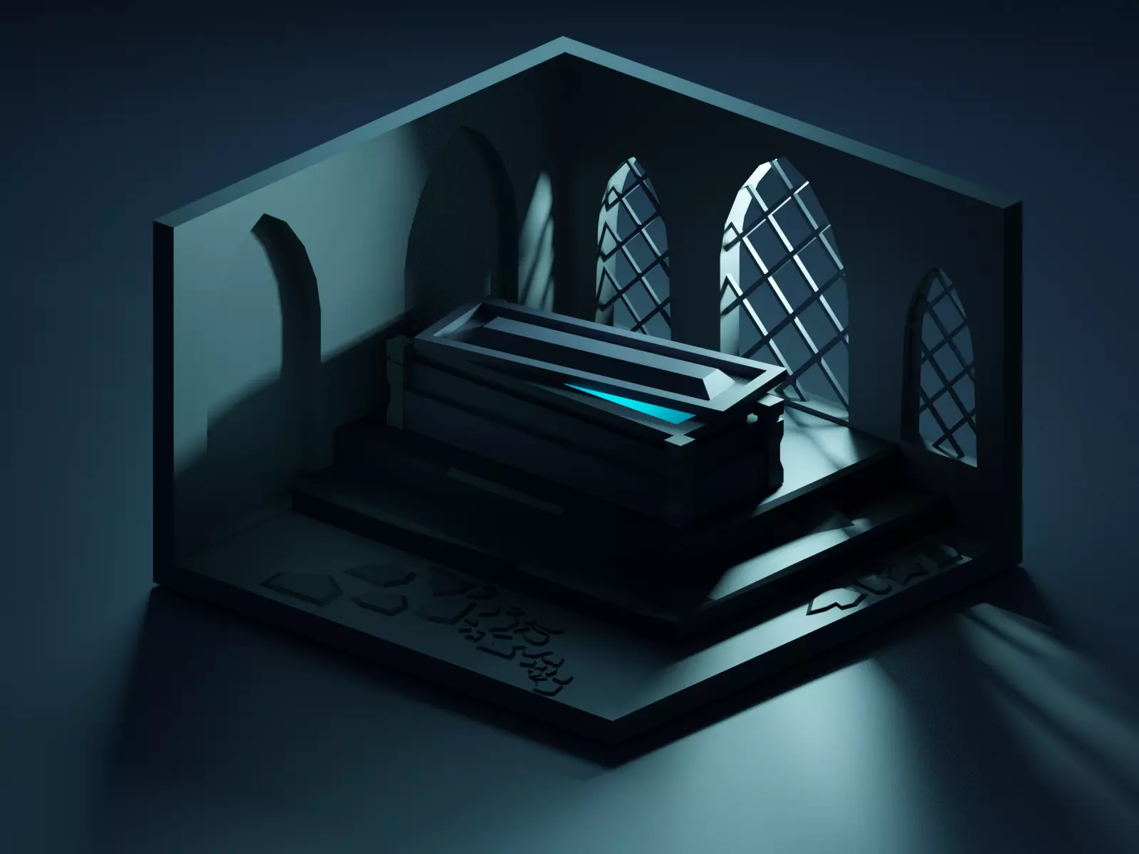 crypt coffin Low-poly 3D model