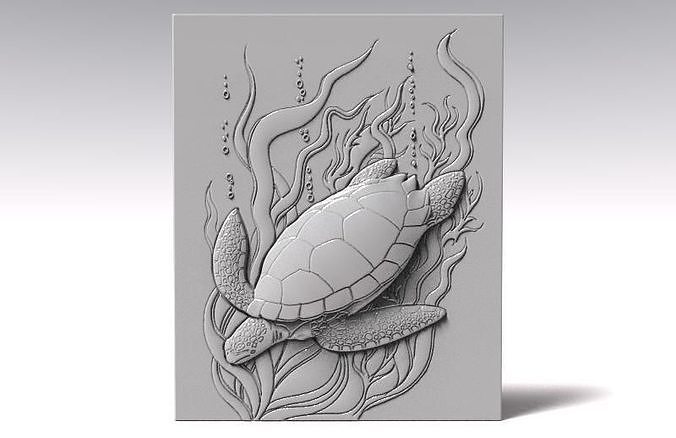 Turtle bas-relief CNC 3D print model