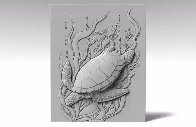 Turtle bas-relief CNC 3D print model