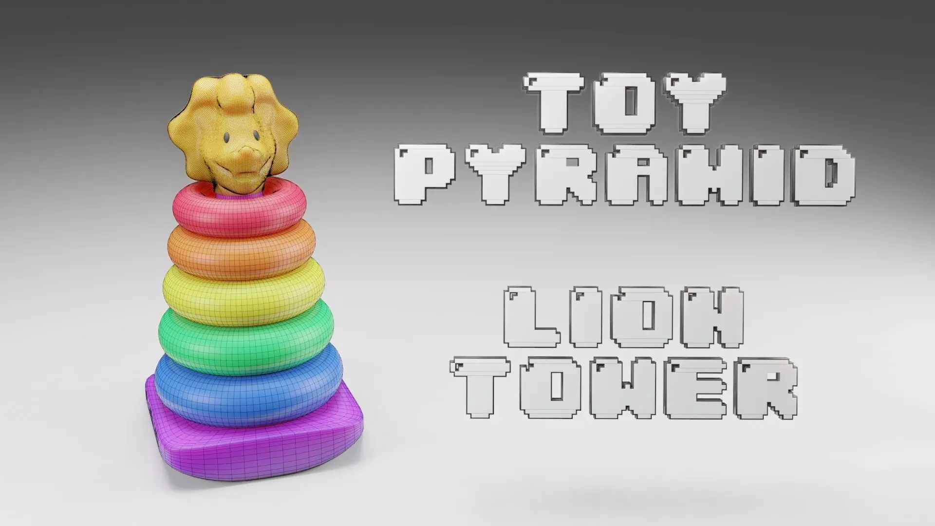 Toy Pyramid - Lion Tower - Playset of 7 Elements Low-poly 3D model